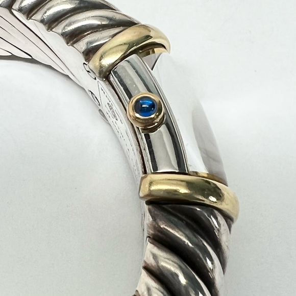 David Yurman Diamond Waverly MOP Cuff Bracelet Watch .925/18K Gold - Picture 10 of 11